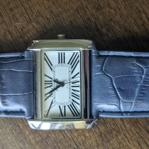 Magna silver watch with navy blue straps